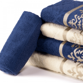 Jogo de Toalhas 5 peças 100% algodão Dubai - Azul e Off