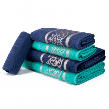Jogo de Toalhas 5 peças 100% algodão Dubai - Azul e Verde