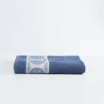 Toalha de Banho Kinder 100% algodão com Barra Sublimada Azul - LM Peter