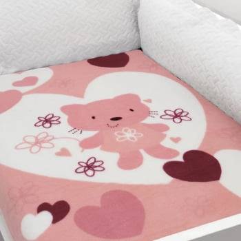 Cobertor Baby Soft para Berço Hipoalergênico  90cm x 110cm Gatinha Rosa