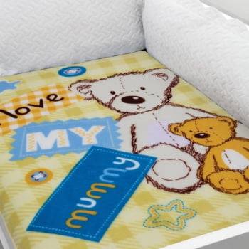 Cobertor Baby Soft para Berço Hipoalergênico  90cm x 110cm Ursinho Amarelo