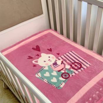 Cobertor Bebê Raschel Gatinha Rosa Antialérgico - Corttex